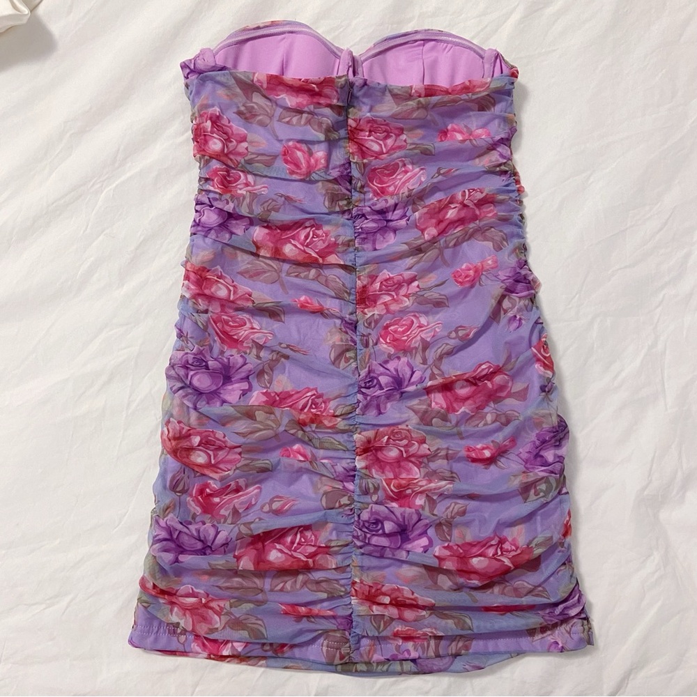 Floral Purple and Pink Mini Dress - Picture 4 of 5